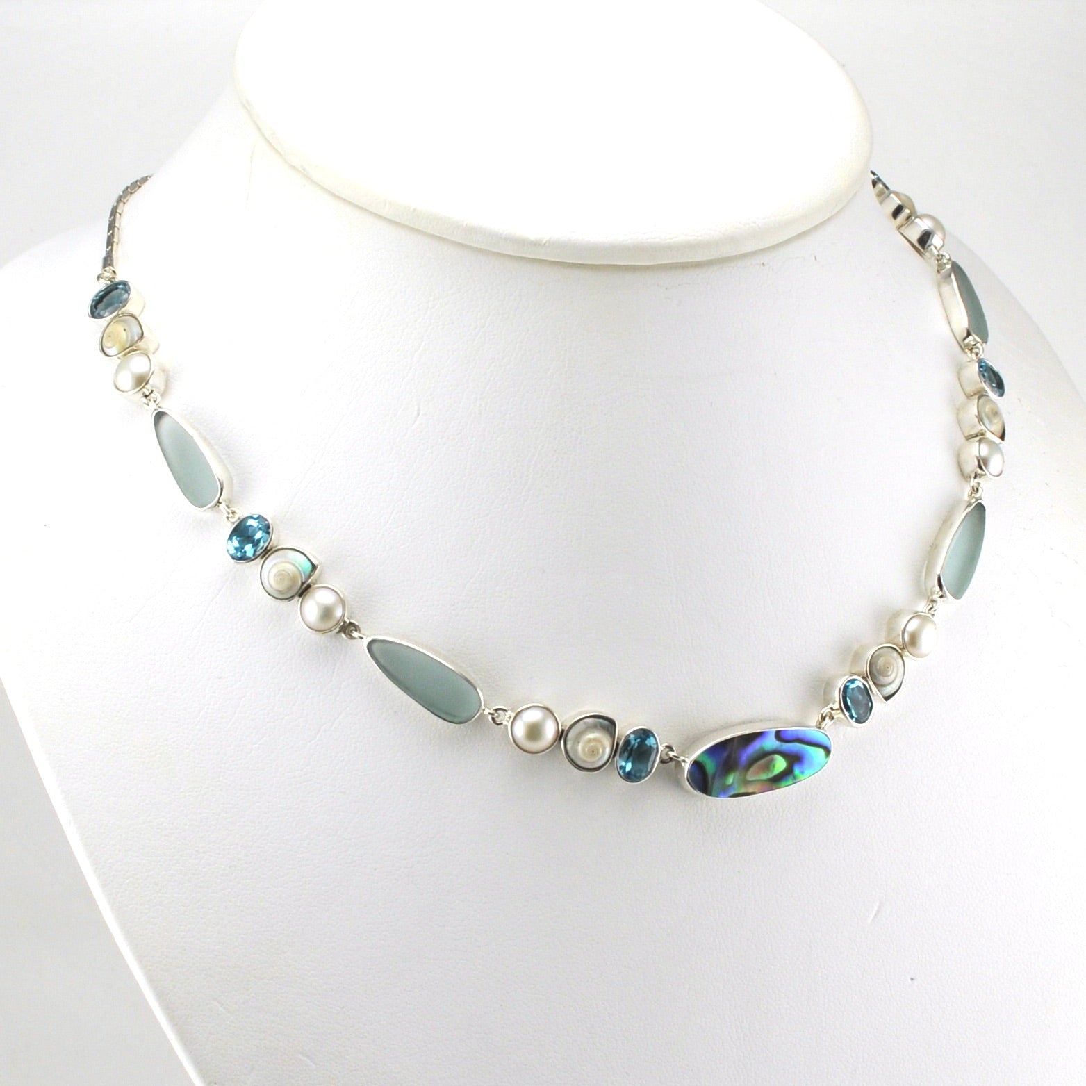 Alt View Sterling Silver Abalone Topaz Pearl Malabar Shell Necklace