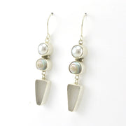 Side View Sterling Silver Pearl Malabar Shell Sea Glass Earrings