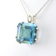Side View Sterling Silver Aqua Aura Necklace