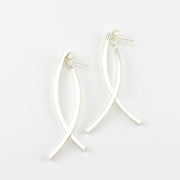 Sterling Silver Matte Modern Bar Earrings