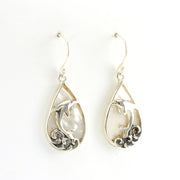 Alt View Sterling Silver Mother of Pearl Dolphin Tear Earrings