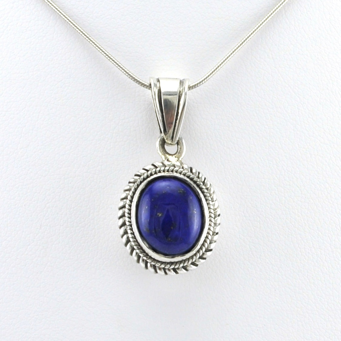 Alt View Sterling Silver Lapis 10x12mm Oval Pendant