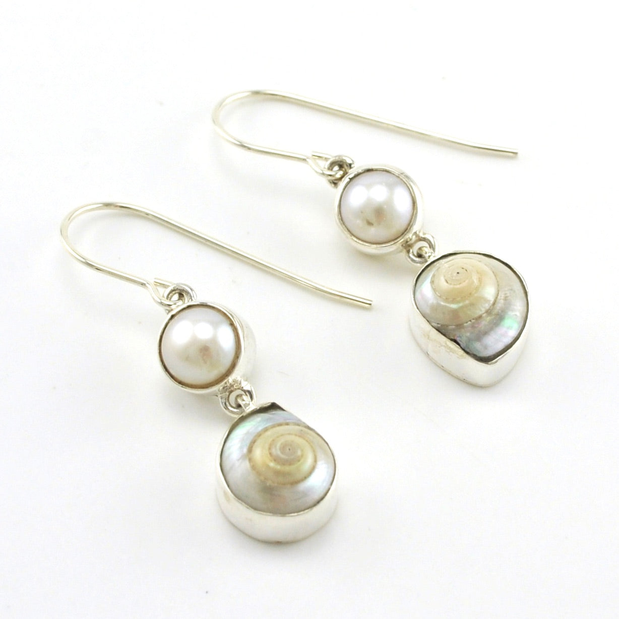 Sterling Silver Pearl Malabar Shell Earrings