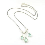 Sterling Silver Ancient Roman Glass 3 Teardrop Necklace