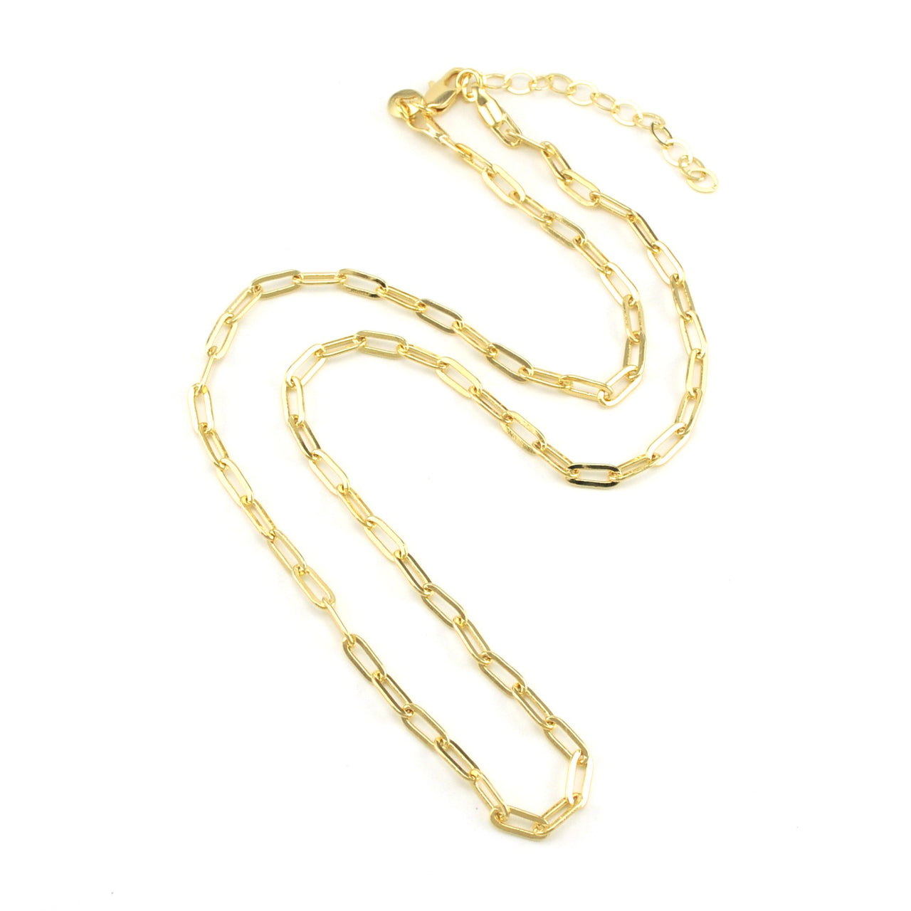 18k Gold Fill 18 Inch Short Link Paperclip Chain with Extender