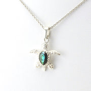 Side View Sterling Silver Abalone Sea Turtle Necklace