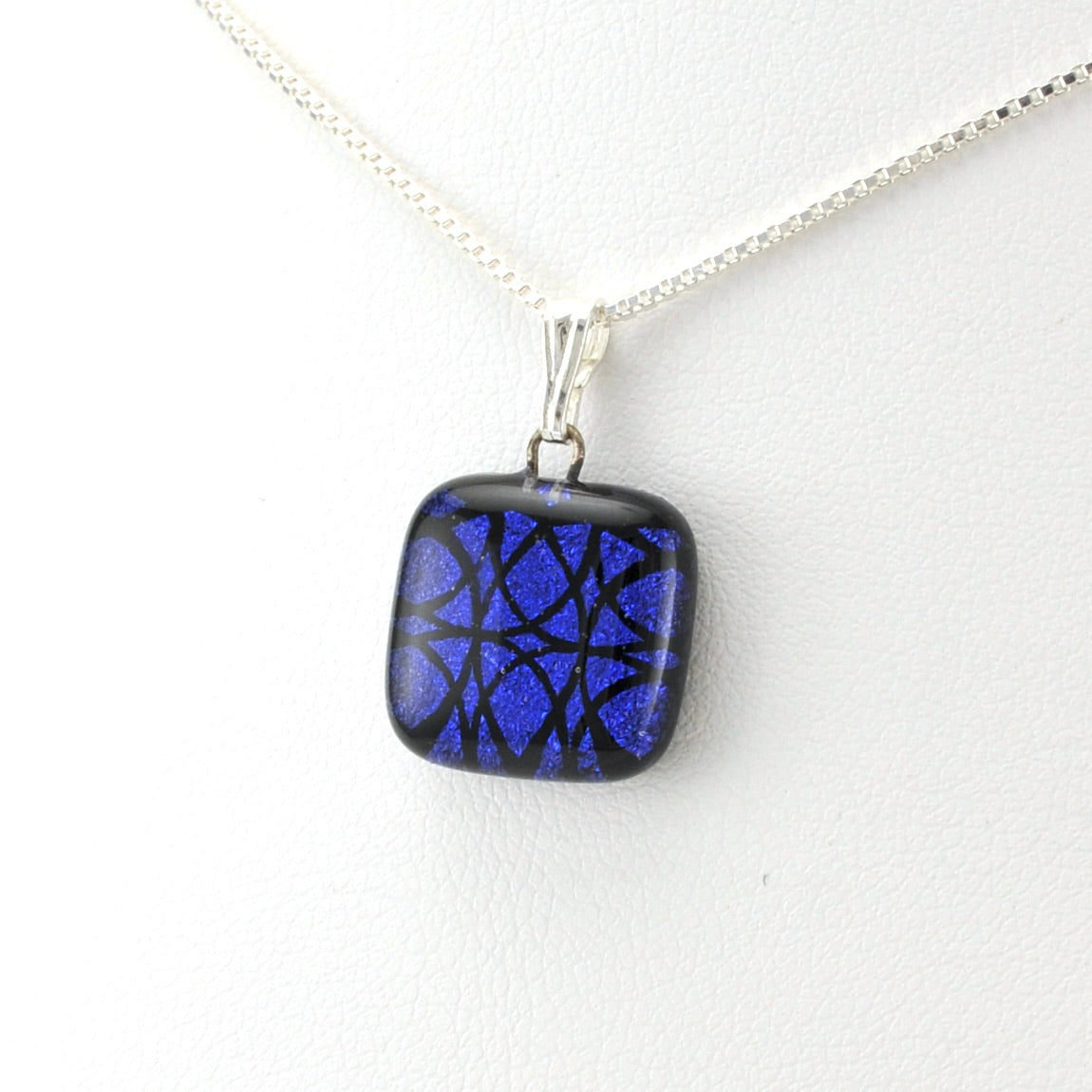 Side View Glass Axiom Blue Charm Necklace