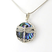 Sterling Silver Abalone Dragonfly Small Pendant