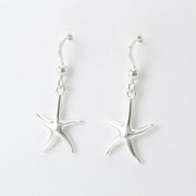 Side View Sterling Silver Starfish Dangle Earrings