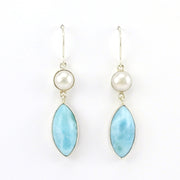 Alternate View Sterling Silver Pearl Larimar Earrings