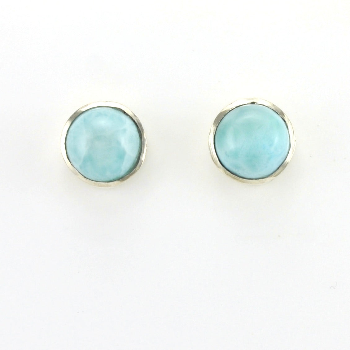 Alt View Sterling Silver Larimar 10mm Round Post Earrings