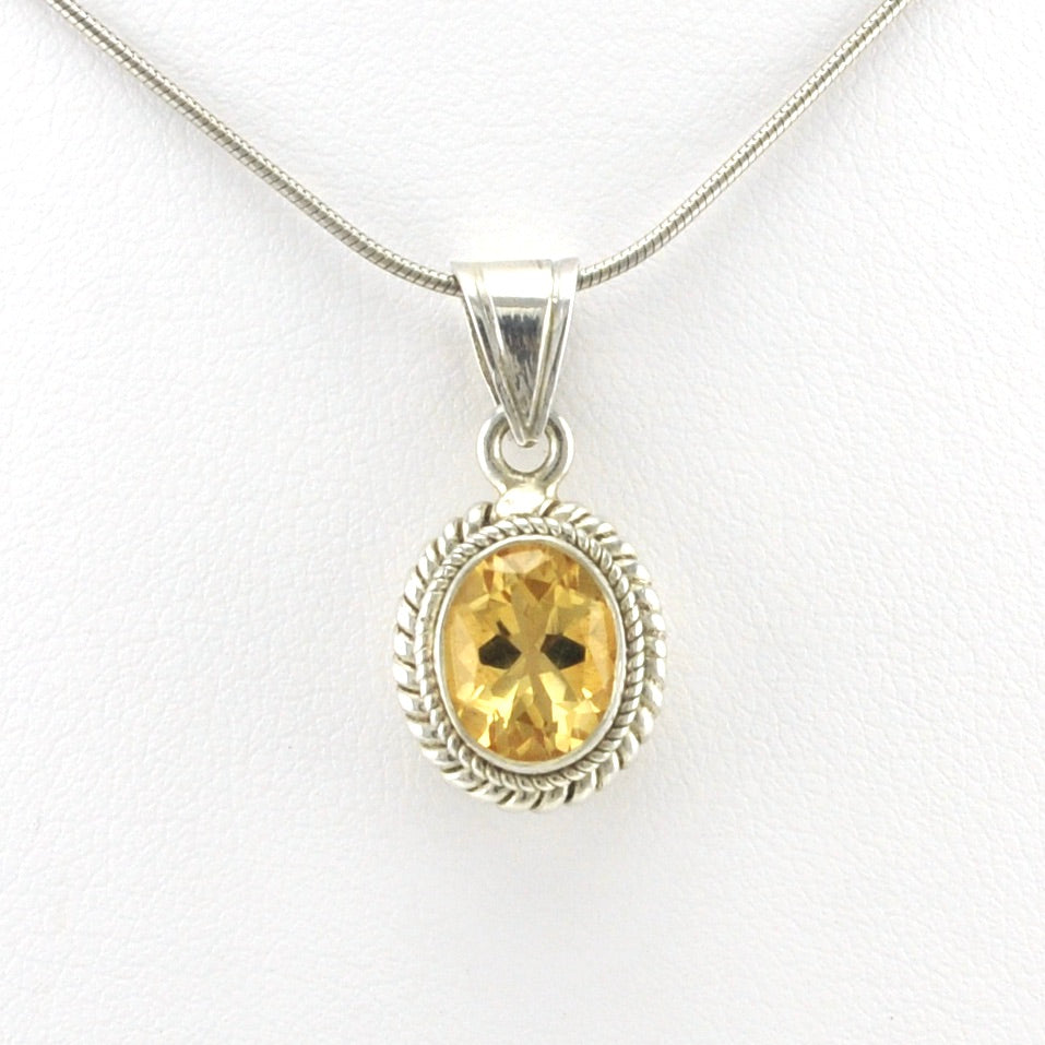 Alt View Sterling Silver Citrine 7x9mm Oval Pendant