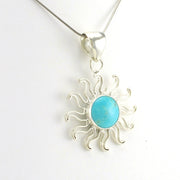 Side View Sterling Silver Turquoise Sun Pendant