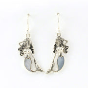Alt View Sterling Silver Mermaid with Blue Mother of Pearl Tail Earrings