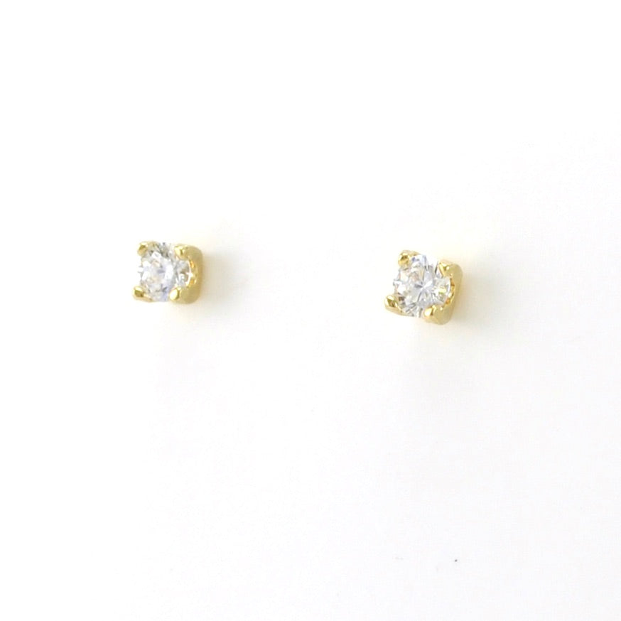 18k Gold Fill Cubic Zirconia 4mm Stud Earrings