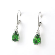 Side Veiw Silver Created Emerald 4ct Tear Cubic Zirconia Earrings