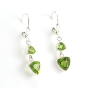 Alternate View Silver Peridot 2 Trillion Dangle Earrings