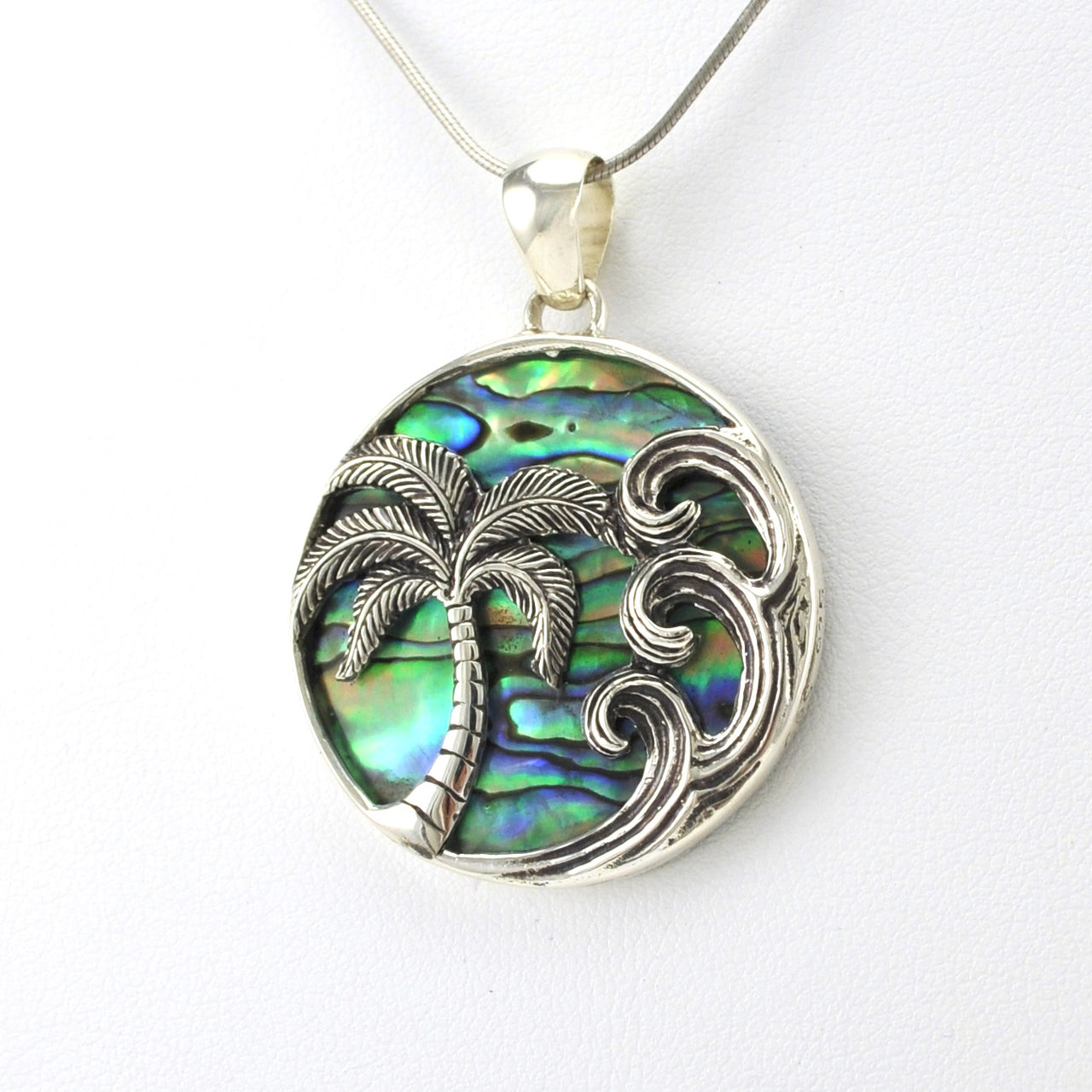 Sterling Silver Abalone Palm Tree Pendant