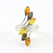 Alt View Sterling Silver Multi Amber Marquise Ring