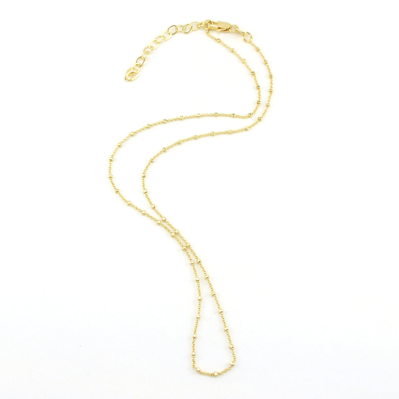 18k Gold Fill 16 Inch 1mm Spaced Bead Chain with Extender