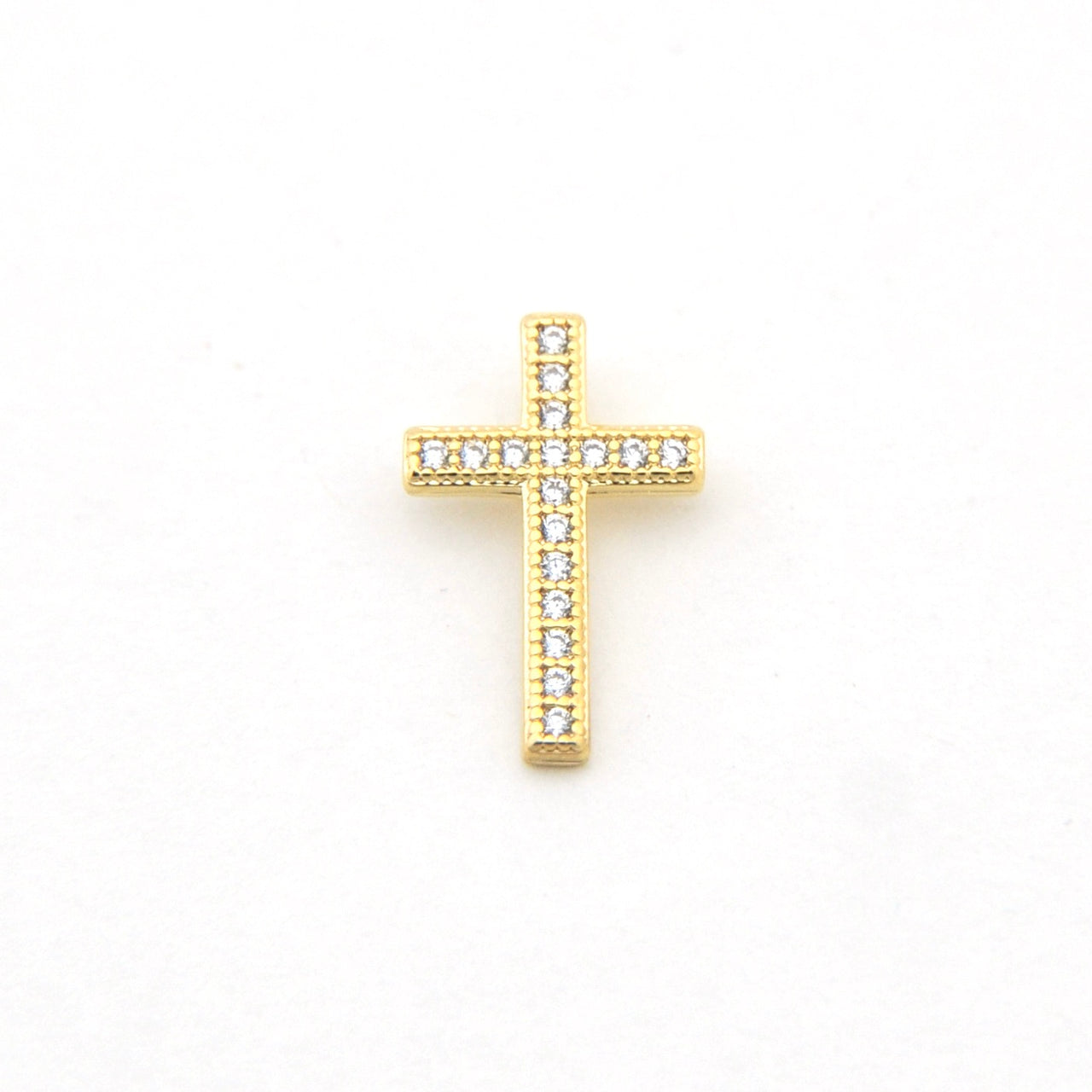 18k Gold Fil Micro Cubic Zirconia Cross Pendant