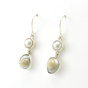 Side View Sterling Silver Pearl Malabar Shell Earrings