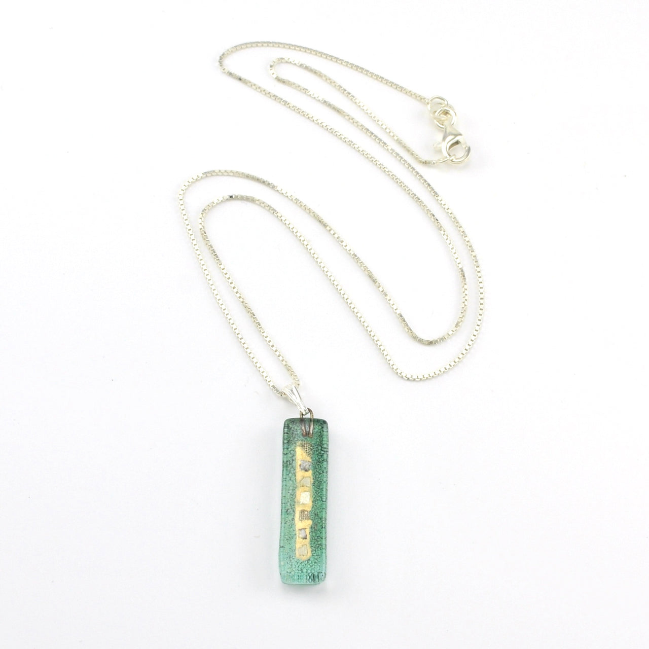Glass Aqua Golden Phase Medium Charm Necklace