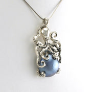 Side View Sterling Silver Grey Mabe Pearl Octopus Polished Pendant