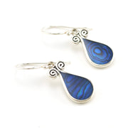 Sterling Silver Blue Abalone Tear Double Swirl Earrings