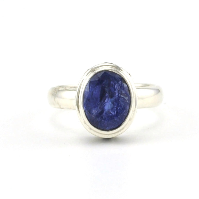 Alt View Sterling Silver Tanzanite 8x10mm Oval Ring