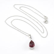 Alternate View Silver Created Ruby 4ct Tear with Cubic Zirconia Necklace