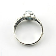 Alternate View Sterling Silver Blue Topaz 6x8mm Scroll Bali Ring