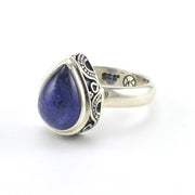 Sterling Silver Tanzanite 9x12mm Tear Cabochon Ring