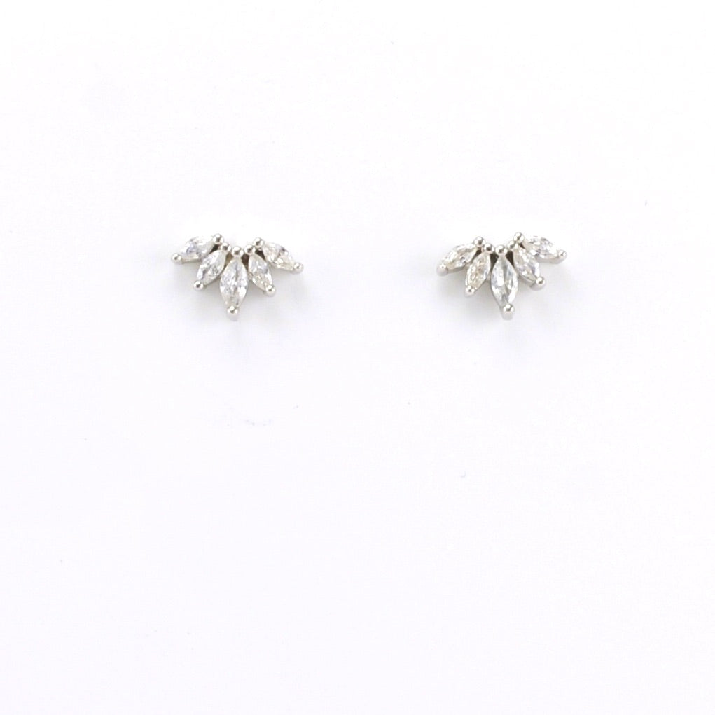 Alt View Sterling Silver Cubic Zirconia 5 Marquise Post Earrings