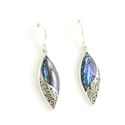 Alt View Sterling Silver Abalone Marquise Bali Earrings