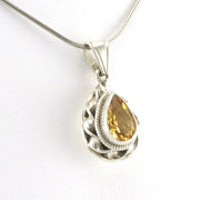 Side View Sterling Silver Citrine 6x9mm Tear Pendant