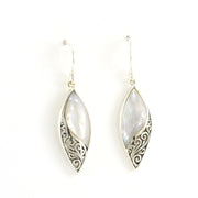 Alt  View Sterling Silver Mother of Pearl Marquise Bali Earrings