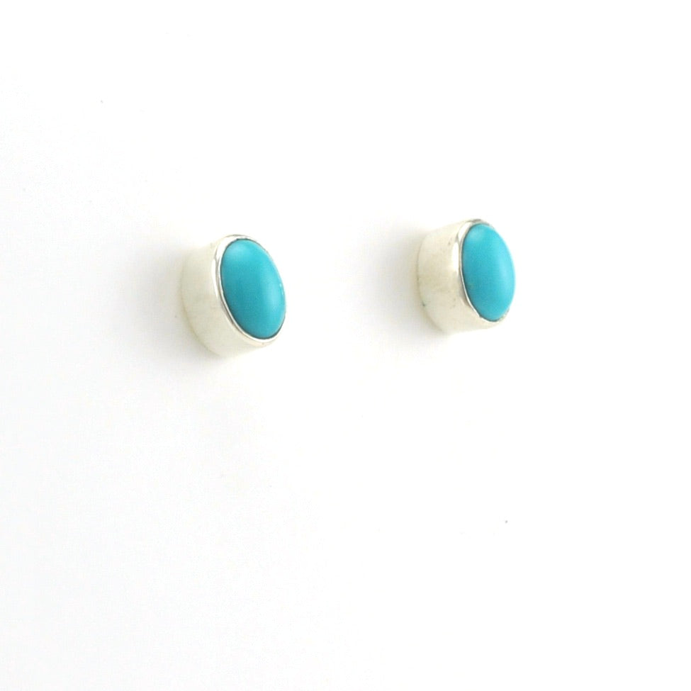 Side View Sterling Silver Arizona Turquoise 5x7mm Oval Post Earrings