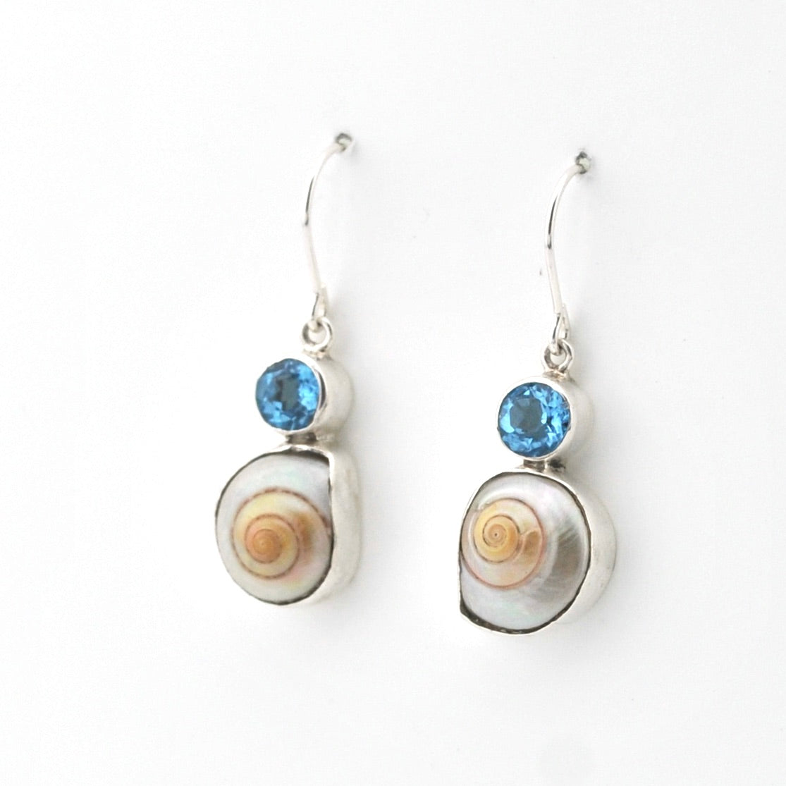 Sterling Silver Topaz Malabar Shell Dangle Earrings