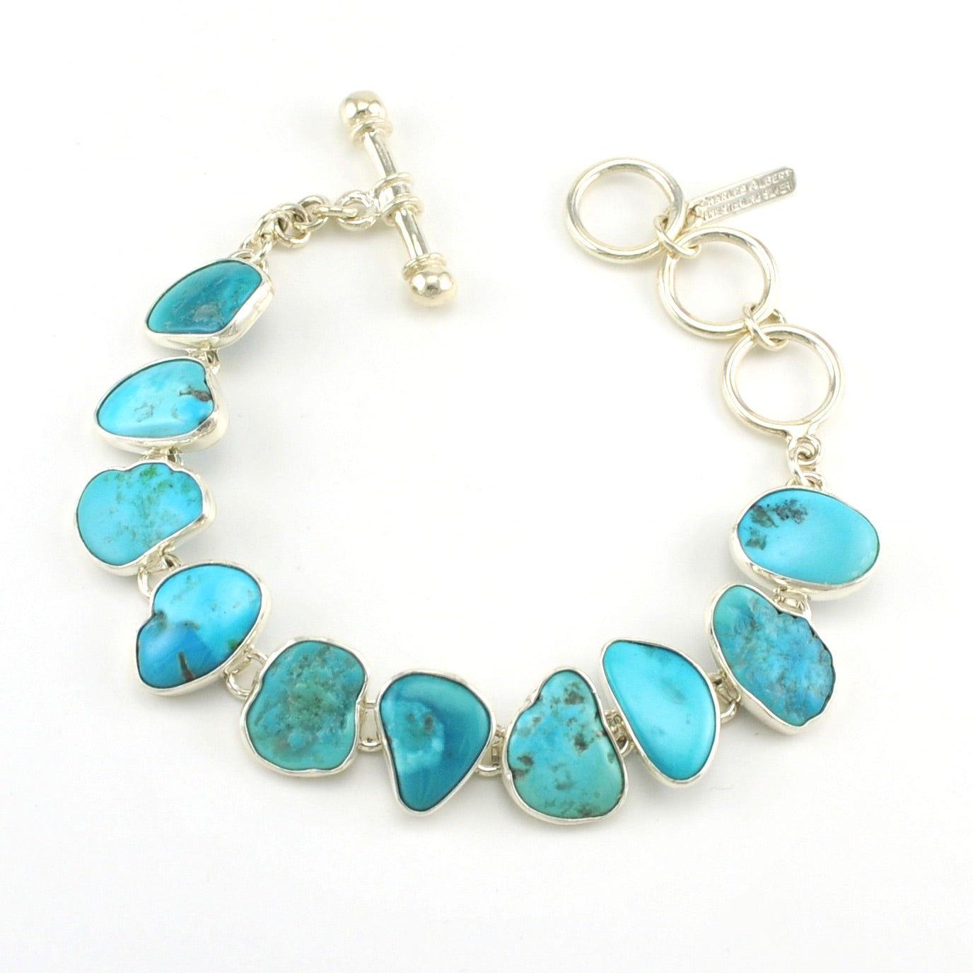 Sterling Silver Sleeping Beauty Turquoise Link Bracelet