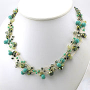 Alt View Japanese Silk 7 Strand Turquoise Crystal 16-18" Necklace