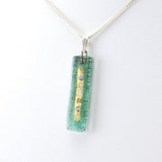 Side View Glass Aqua Golden Phase Medium Charm Necklace