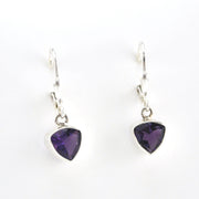 Alternate View Silver Amethyst 7mm Trillion Dangle Earrings