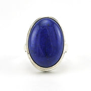Alt View Sterling Silver Lapis 15x21mm Oval Bali Ring