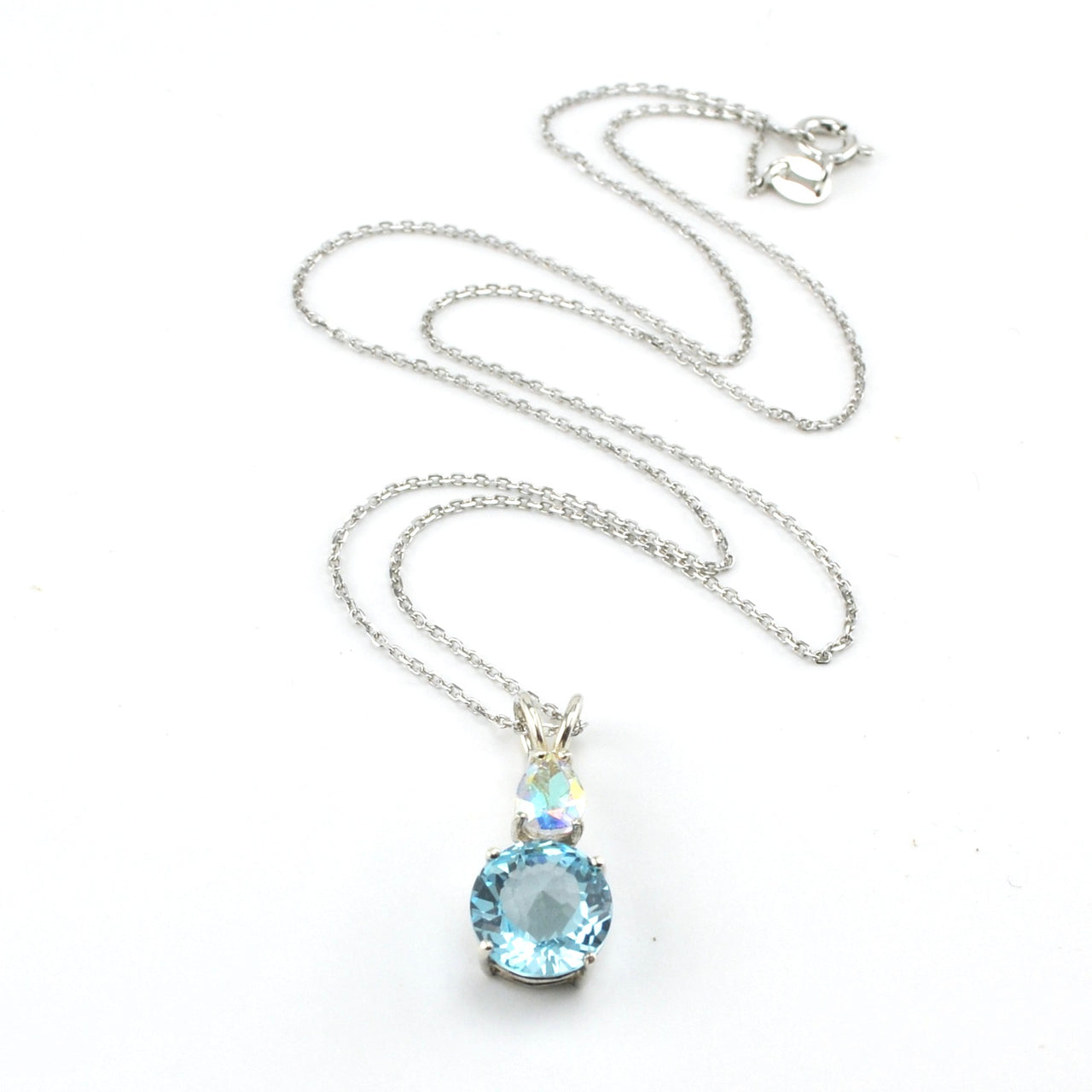 Sterling Silver Blue Topaz with Mystic Topaz Necklace