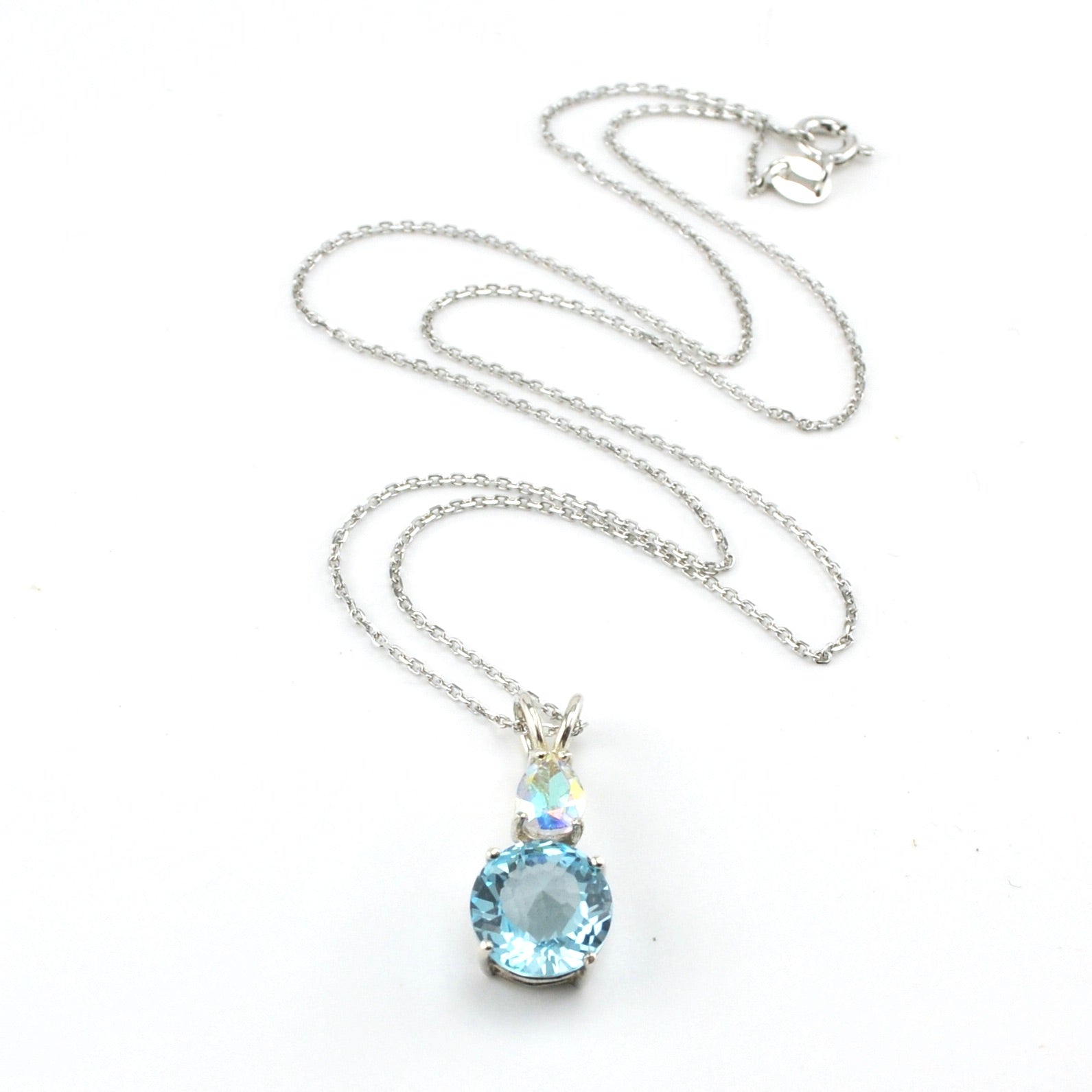 Sterling Silver Blue Topaz with Mystic Topaz Necklace