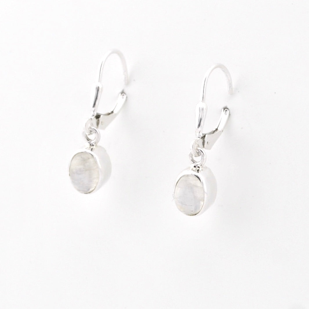 Sterling Silver Moonstone 5x7mm Oval Dangle Earrings