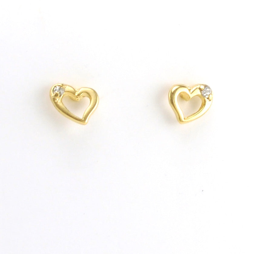 18k Gold Fill Heart with CZ Stud Earrings