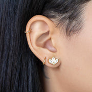 Alt View 18k Gold Fill Cubic Zirconia Lotus Flower Earrings