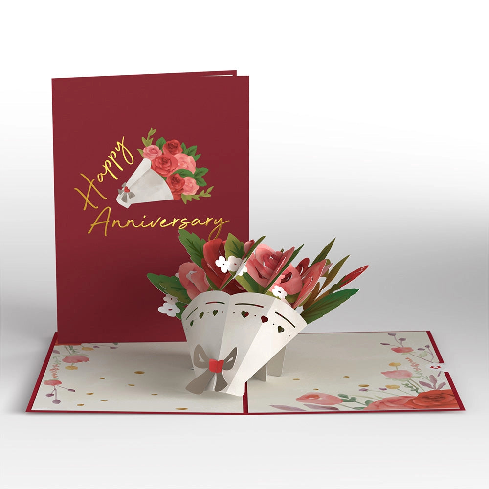 Anniversary Rose Bouquet Pop Up Card